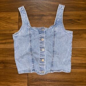 Art Class Light Blue Denim Button-Front Tank Top